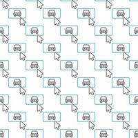 Mouse Click on Car Button vector Online Booking outline seamless pattern