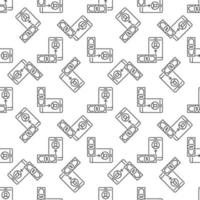 Money with Smartphone vector Online Corruption line seamless pattern