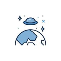 Earth and UFO vector Extraterrestrial life concept colored icon