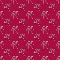 Unidentified Flying Object vector UFO concept red seamless pattern