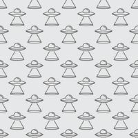 UFO vector Flying Disc concept outline seamless pattern