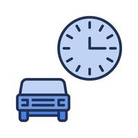 coche y hora vector alquiler concepto azul icono