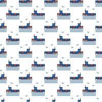 Cargo Ship with Containers vector Delivery colored seamless pattern
