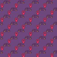 GPS Pin and Car vector Location colored seamless pattern