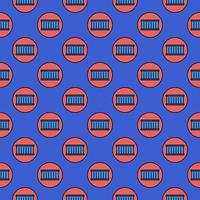 Red Circle with Blue Shipping Container vector concept seamless pattern