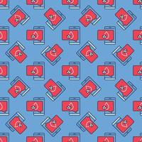 Smartphone with Glucometer App vector concept colored seamless pattern
