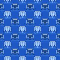 Ship with Containers vector International Cargo outline seamless pattern