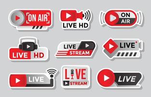 Set of Live Streaming Badge vector