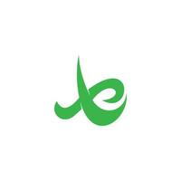 letter e simple green leaf negative space logo vector