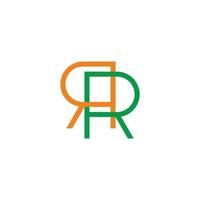 letter RR linked colorful simple geometric line logo vector