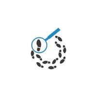 magnifying glass search shoe foot print symbol vector