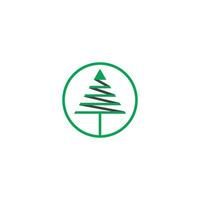 green pine tree triangle ribbon circle symbol logo vector