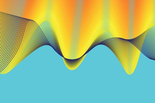 yellow and black wave lines on blue background, suitable for landing page and computer desktop background. 3d vector. abstract background vector