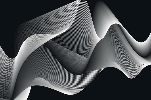 monochrome. white and balack wave. abstract background, suitable for landing page and computer desktop background. 3d vector
