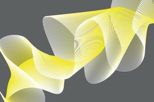 Abstract yellow and white lines on a black background. Line art. Vector illustration. Colorful shiny wave with lines created using blend tool. Curved wavy line,smooth stripe.Design