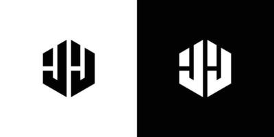 Letter J J Polygon, Hexagonal Minimal Logo Design On Black And White Background vector
