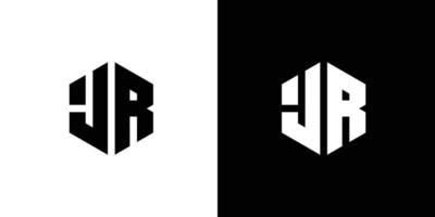 Letter J R Polygon, Hexagonal Minimal Logo Design On Black And White Background vector