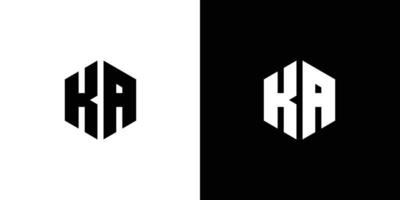 Letter K A Polygon, Hexagonal Minimal Logo Design On Black And White Background vector
