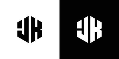 Letter J K Polygon, Hexagonal Minimal Logo Design On Black And White Background vector