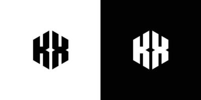 Letter K X Polygon, Hexagonal Minimal Logo Design On Black And White Background vector
