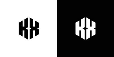 Letter K X Polygon, Hexagonal Minimal Logo Design On Black And White Background vector