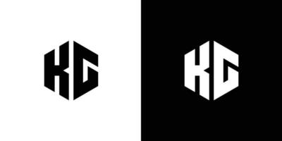 Letter K G Polygon, Hexagonal Minimal Logo Design On Black And White Background vector