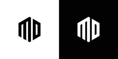 Letter M D Polygon, Hexagonal Minimal Logo Design On Black And White Background vector