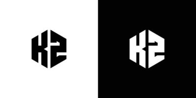 letra k z polígono, hexagonal mínimo logo diseño en negro y blanco antecedentes vector