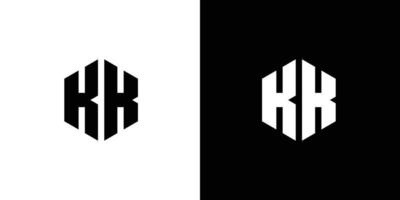 Letter K K Polygon, Hexagonal Minimal Logo Design On Black And White Background vector