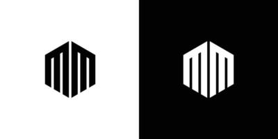 Letter M M Polygon, Hexagonal Minimal Logo Design On Black And White Background vector