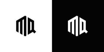 Letter M Q Polygon, Hexagonal Minimal Logo Design On Black And White Background vector