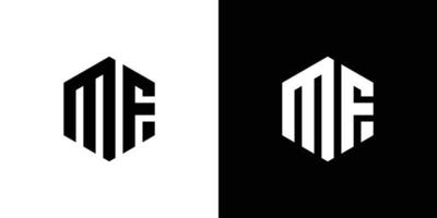 Letter M F Polygon, Hexagonal Minimal Logo Design On Black And White Background vector
