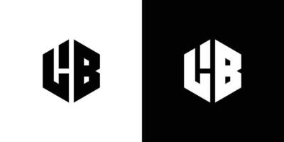 Letter L B Polygon, Hexagonal Minimal Logo Design On Black And White Background vector