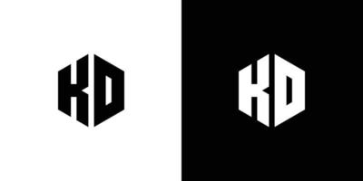 Letter K D Polygon, Hexagonal Minimal Logo Design On Black And White Background vector