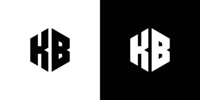 Letter K B Polygon, Hexagonal Minimal Logo Design On Black And White Background vector