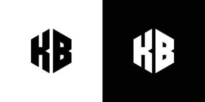 Letter K B Polygon, Hexagonal Minimal Logo Design On Black And White Background vector