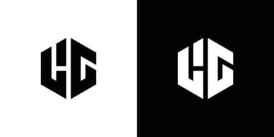 Letter L G Polygon, Hexagonal Minimal Logo Design On Black And White Background vector