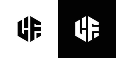 Letter L F Polygon, Hexagonal Minimal Logo Design On Black And White Background vector