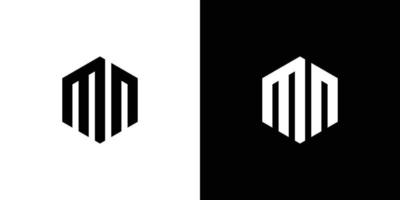 Letter M N Polygon, Hexagonal Minimal Logo Design On Black And White Background vector