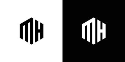 Letter M H Polygon, Hexagonal Minimal Logo Design On Black And White Background vector