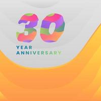 30 years anniversary with abstract logotype celebration on white and yellow background. vector