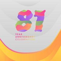 81 Years Annyversary Celebration. Abstract numbers with colorful templates. eps 10. vector