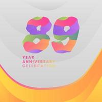 89 Years Annyversary Celebration. Abstract numbers with colorful templates. eps 10. vector