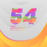 54 Years Annyversary Celebration. Abstract numbers with colorful templates. eps 10. vector