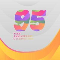 95 Years Annyversary Celebration. Abstract numbers with colorful templates. eps 10. vector