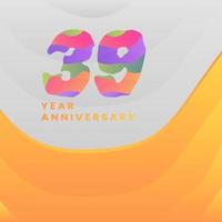 39 Years Annyversary Celebration. Abstract numbers with colorful templates. eps 10. vector