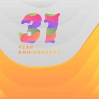 31 Years Annyversary Celebration. Abstract numbers with colorful templates. eps 10. vector