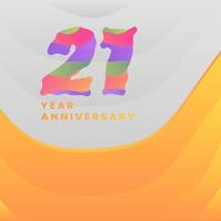 21 años annyversario celebracion. resumen números con vistoso plantillas. eps 10 vector