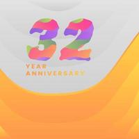 32 Years Annyversary Celebration. Abstract numbers with colorful templates. eps 10. vector