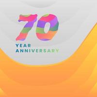 70 años aniversario con resumen logotipo celebracion en blanco y amarillo antecedentes. vector